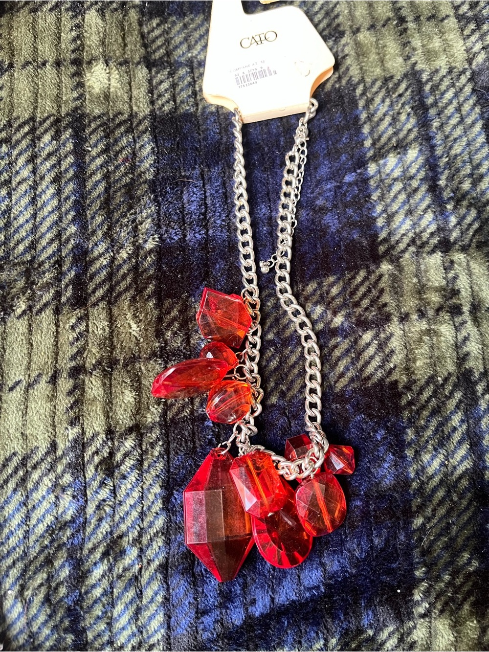 Cato Red Crystal Cluster Statement Necklace